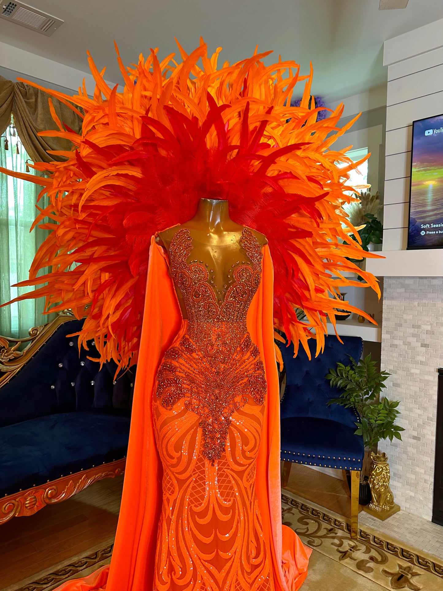 Sundial Feather Gown & Cape