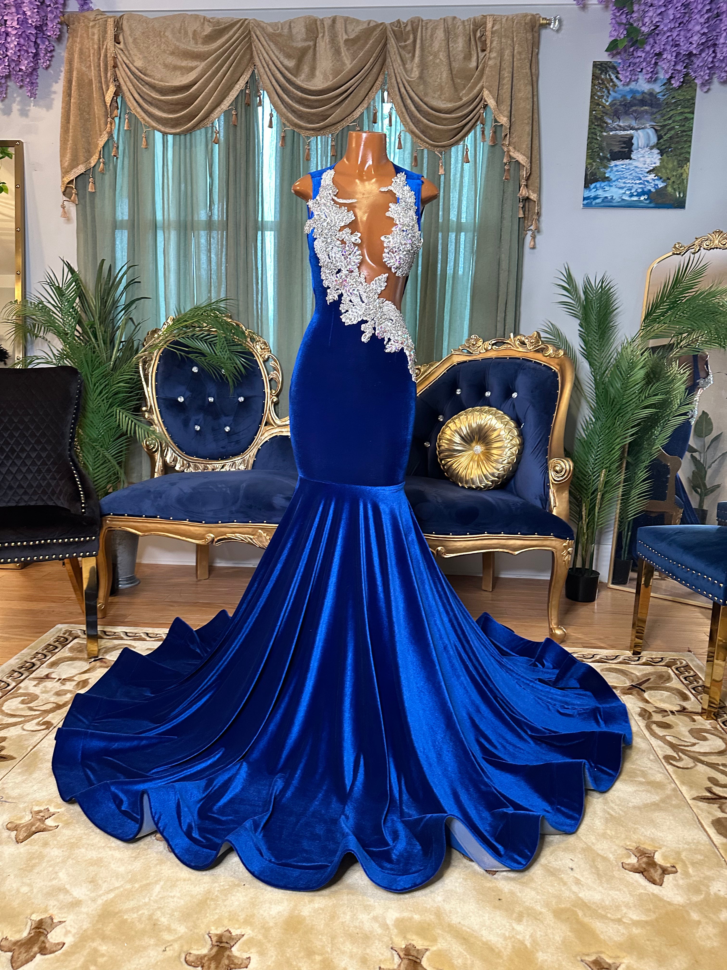 Royal Blue Velvet Gown