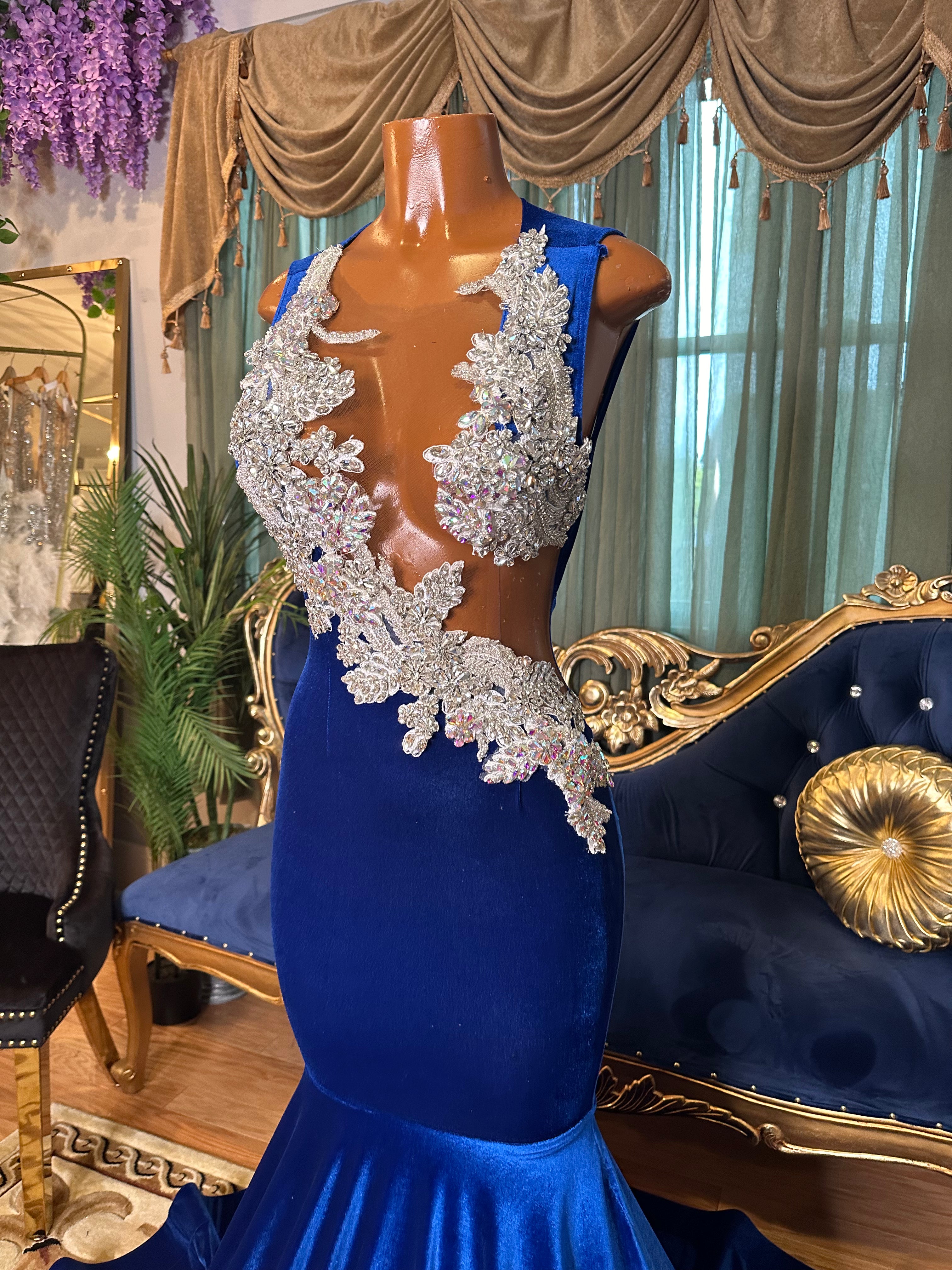 Royal Blue Velvet Gown