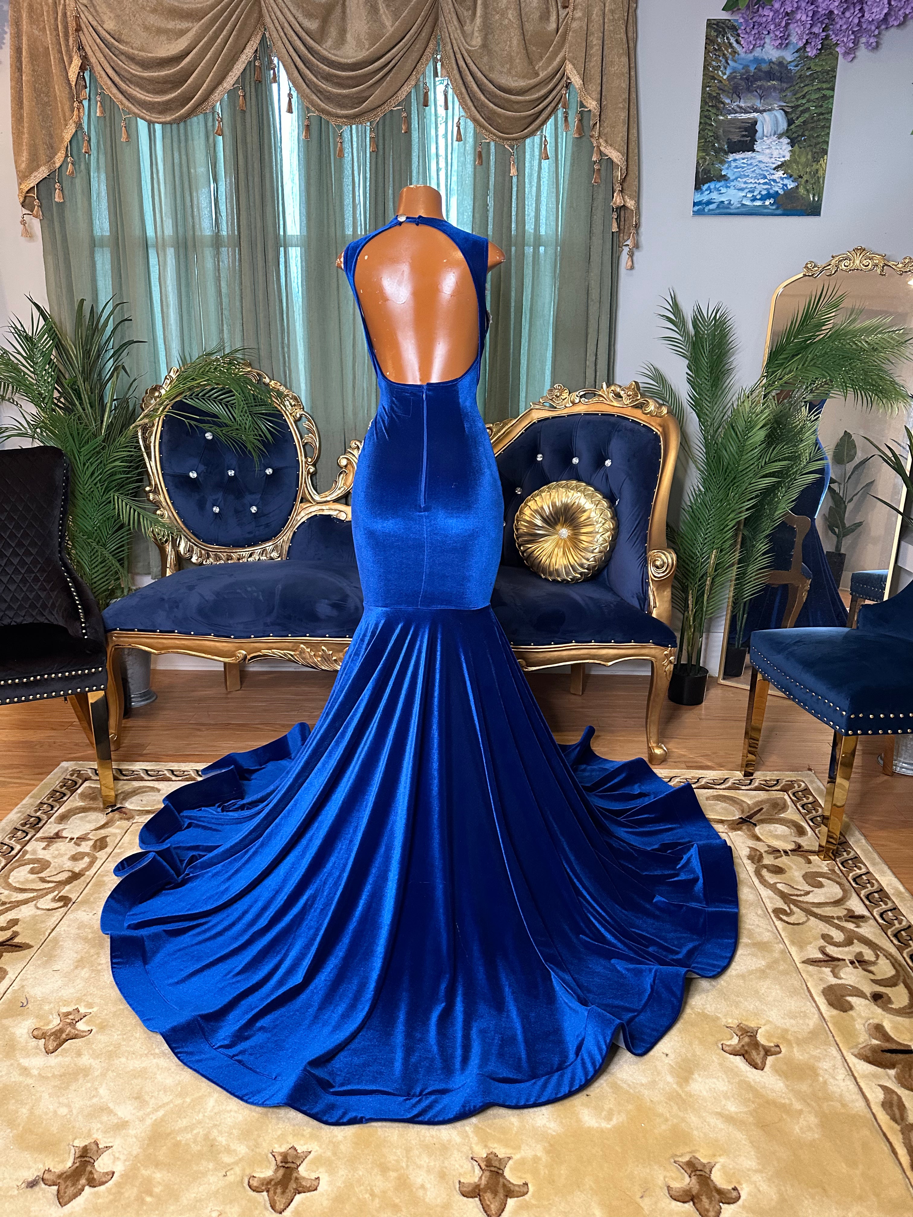 Royal Blue Velvet Gown