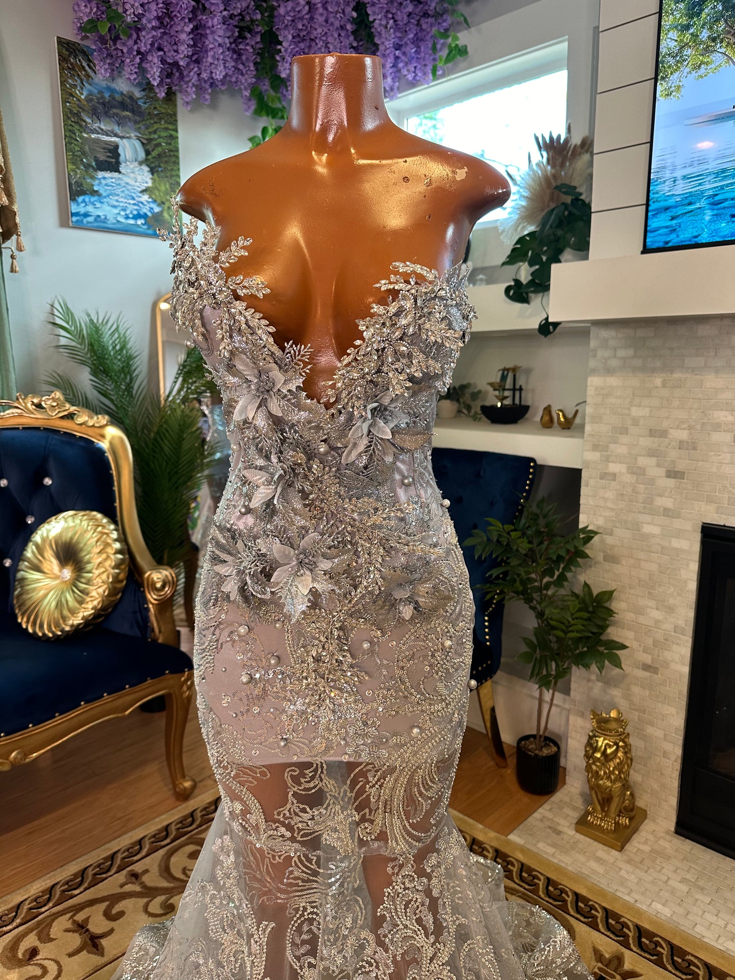 Floral Range Silver Gown