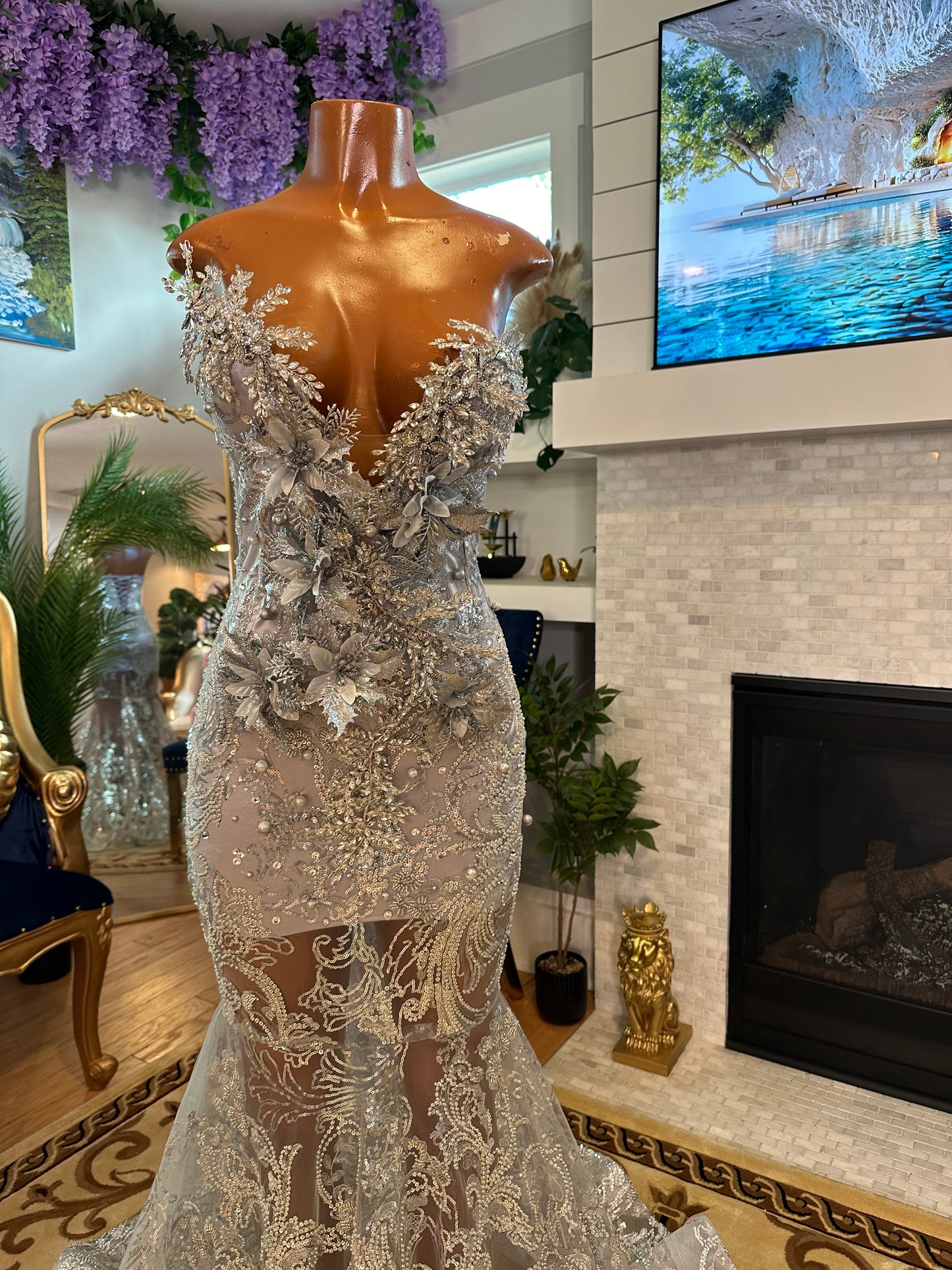 Floral Range Silver Gown