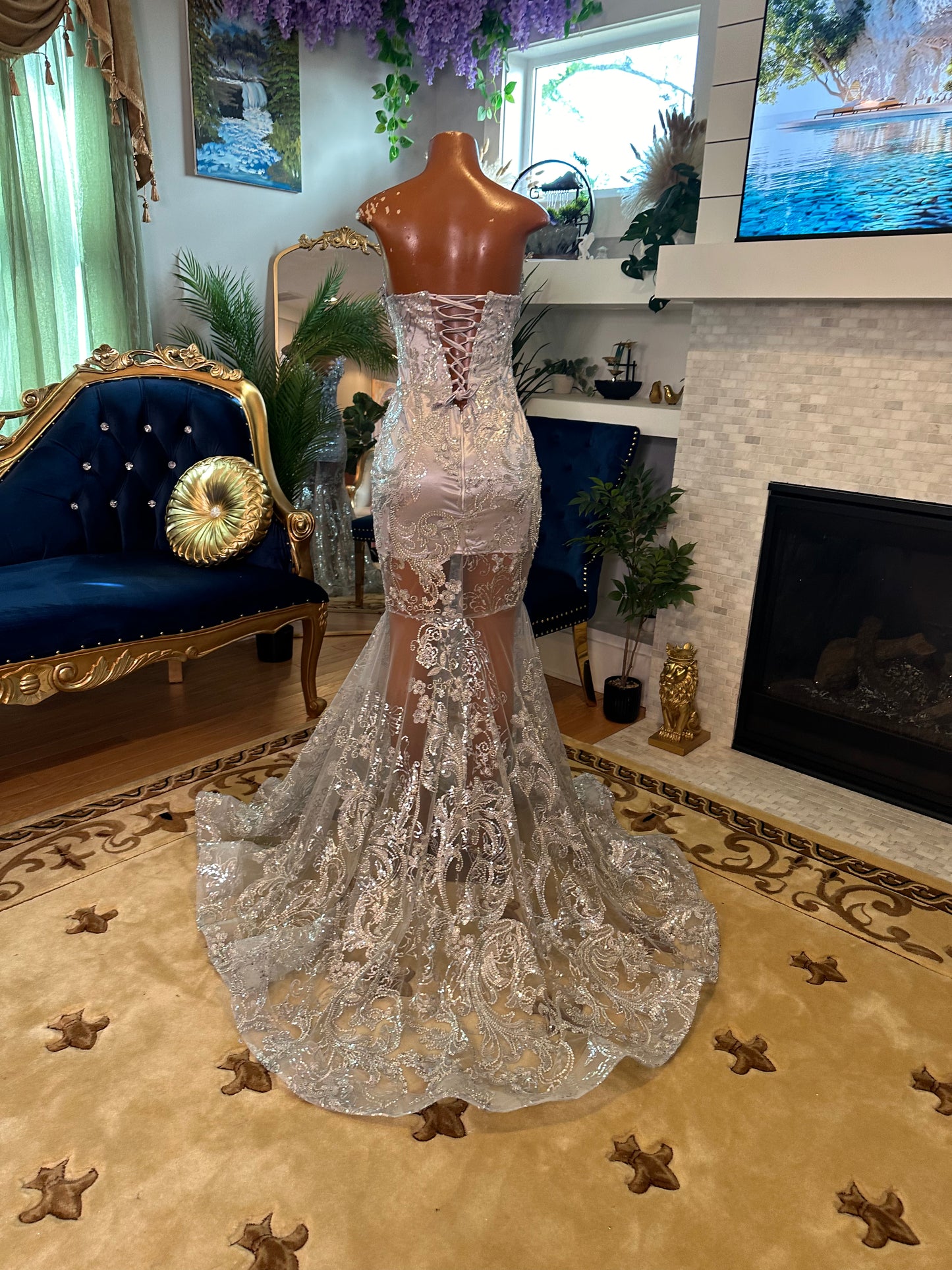 Floral Range Silver Gown