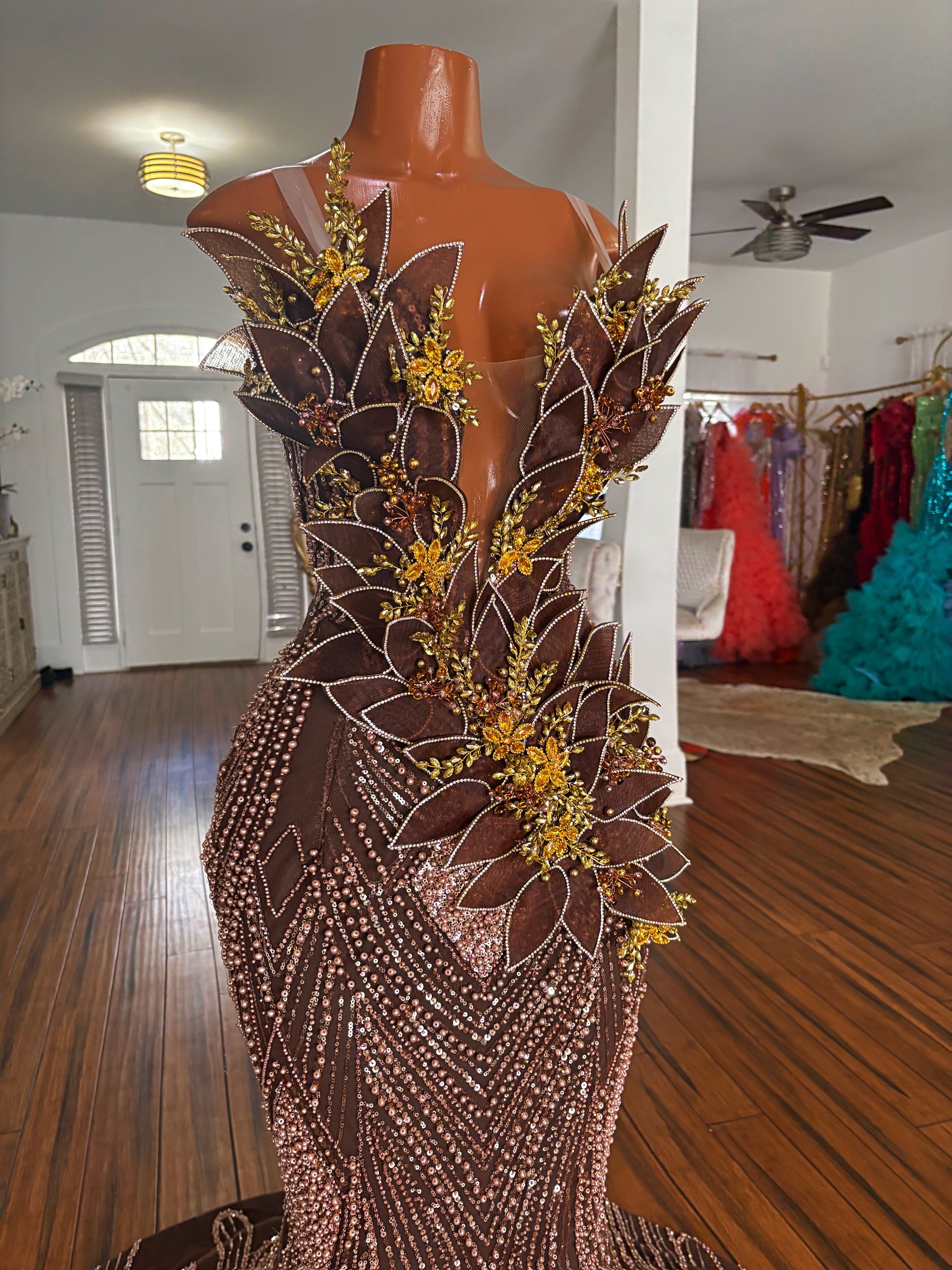 Cocoa Golden Wave Gown