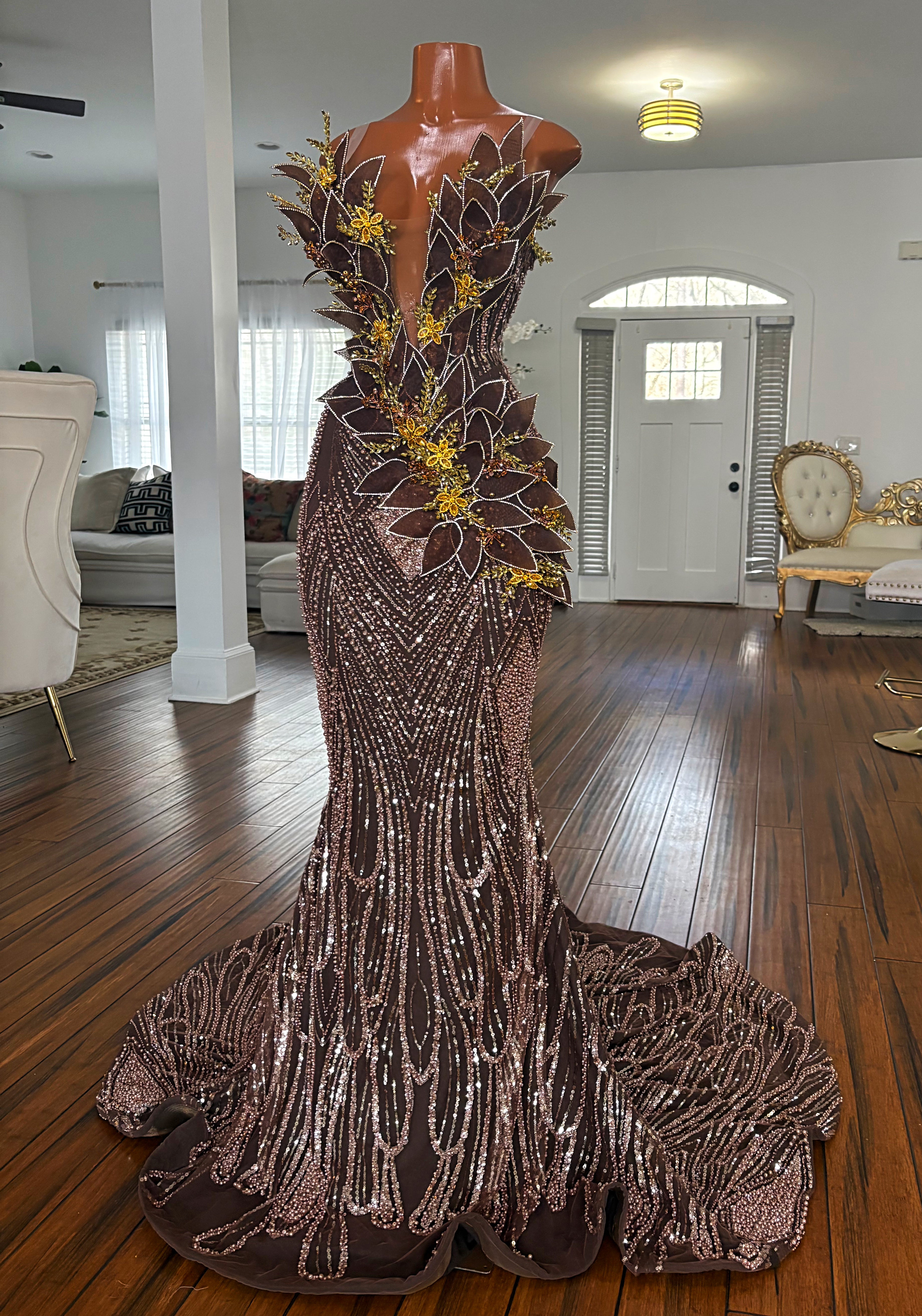 Cocoa Golden Wave Gown