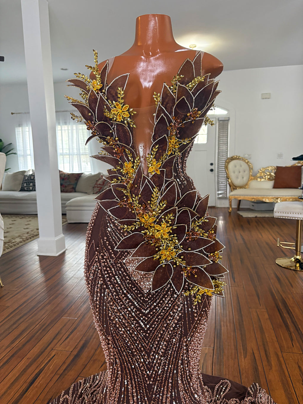 Cocoa Golden Wave Gown