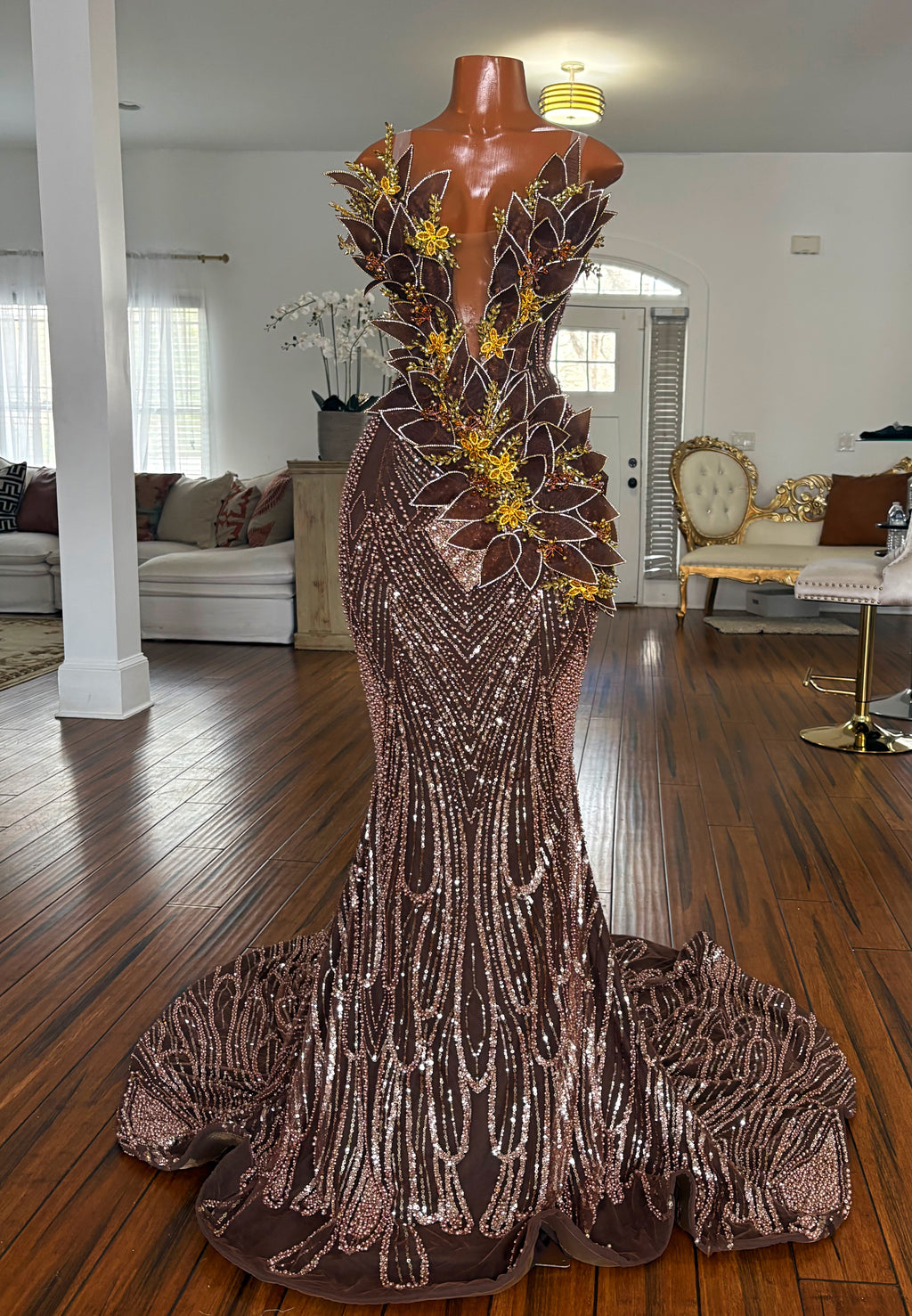 Cocoa Golden Wave Gown