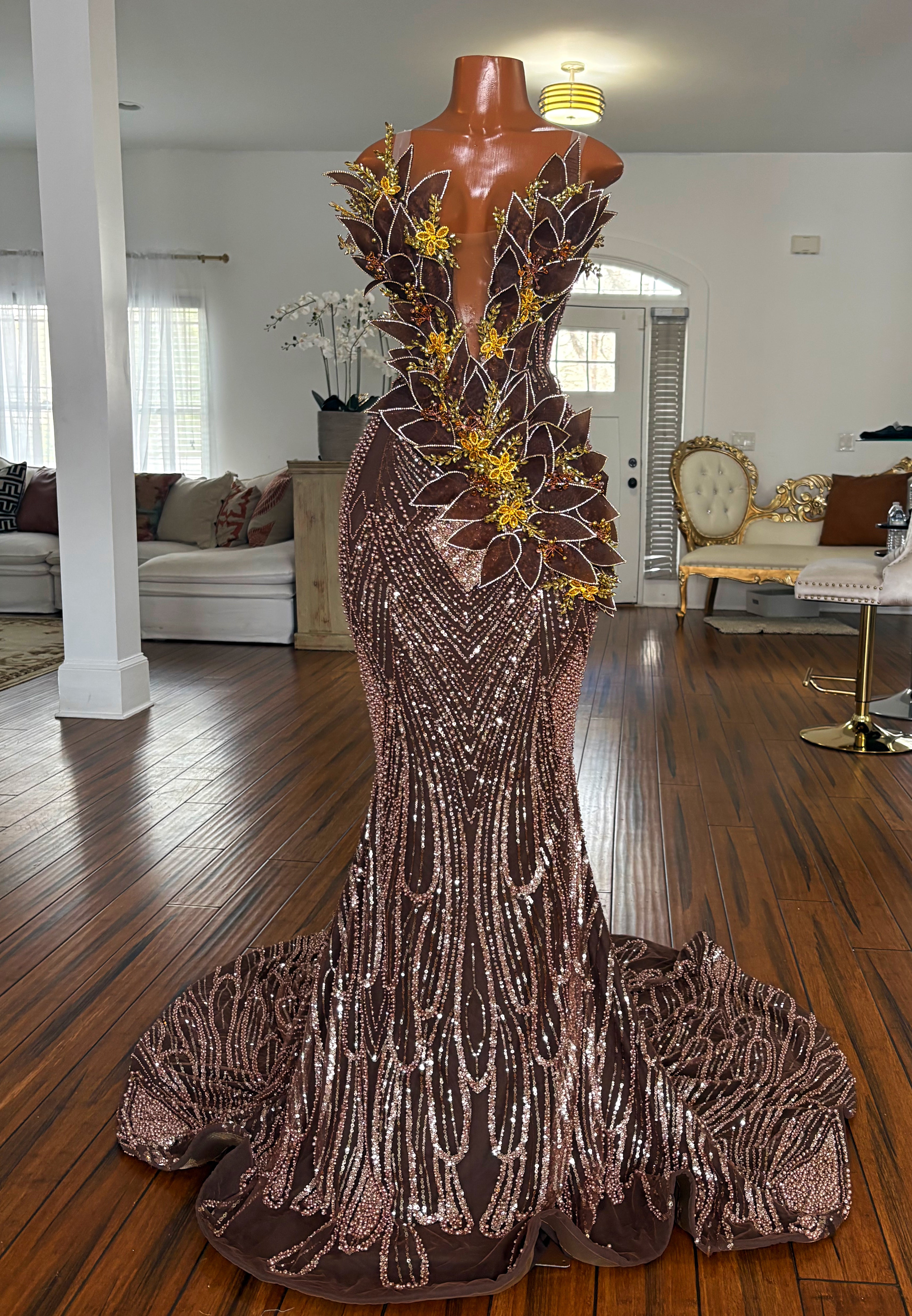 Cocoa Golden Wave Gown