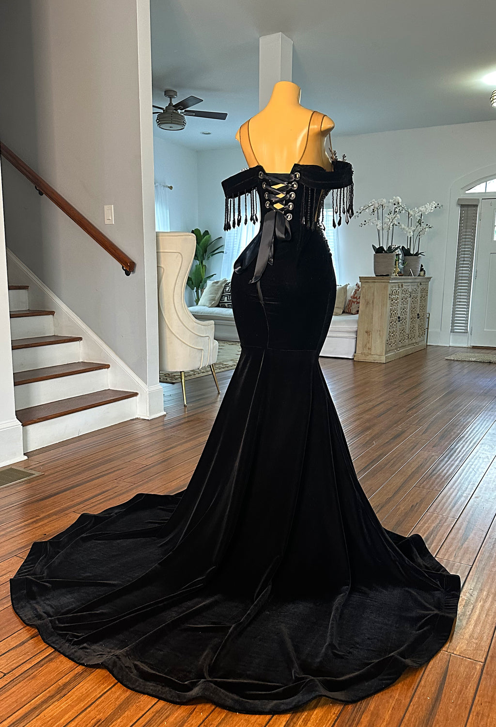 Sleek In Velvet Gown