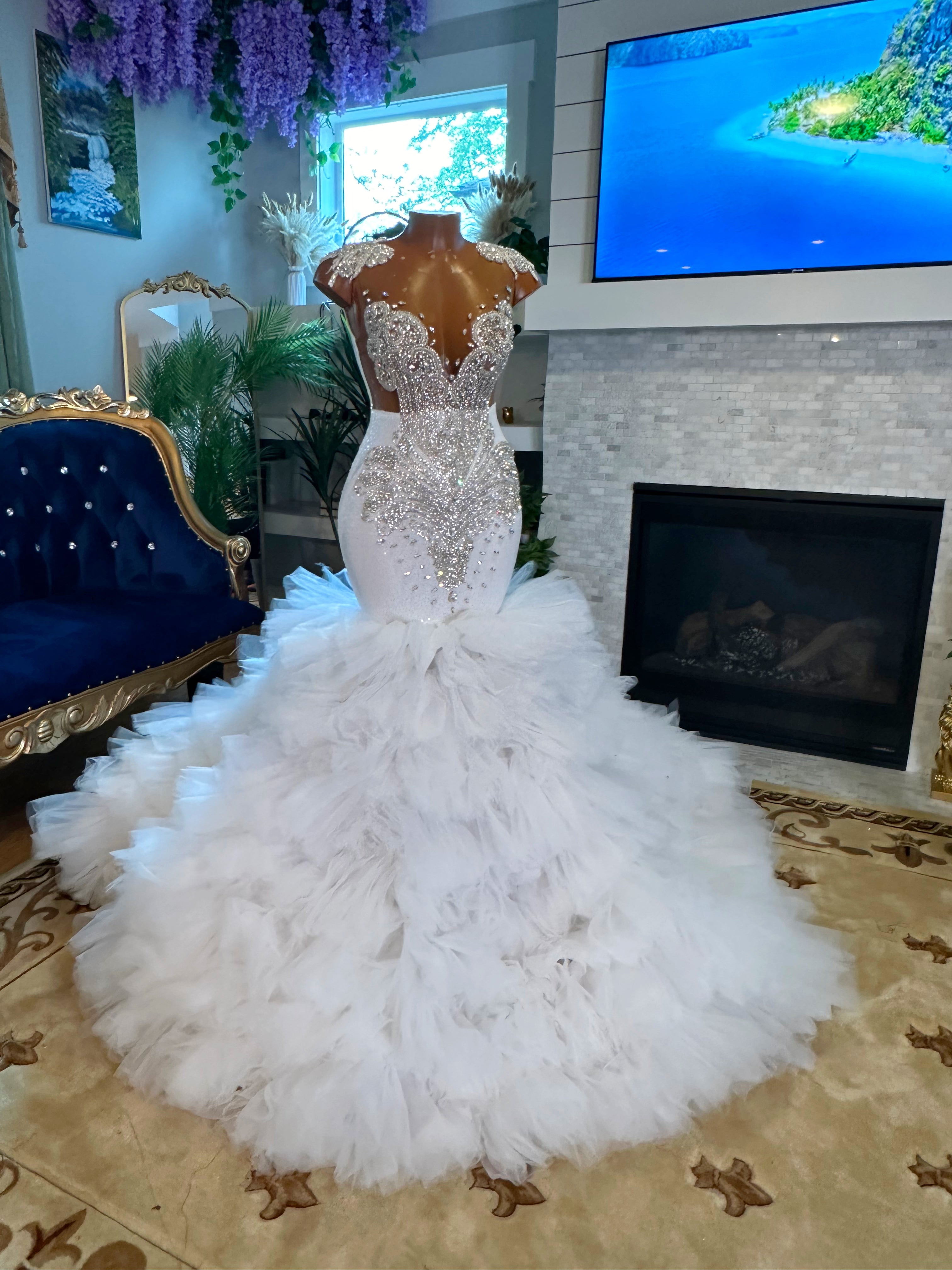 Sparkling White Tulle Gown
