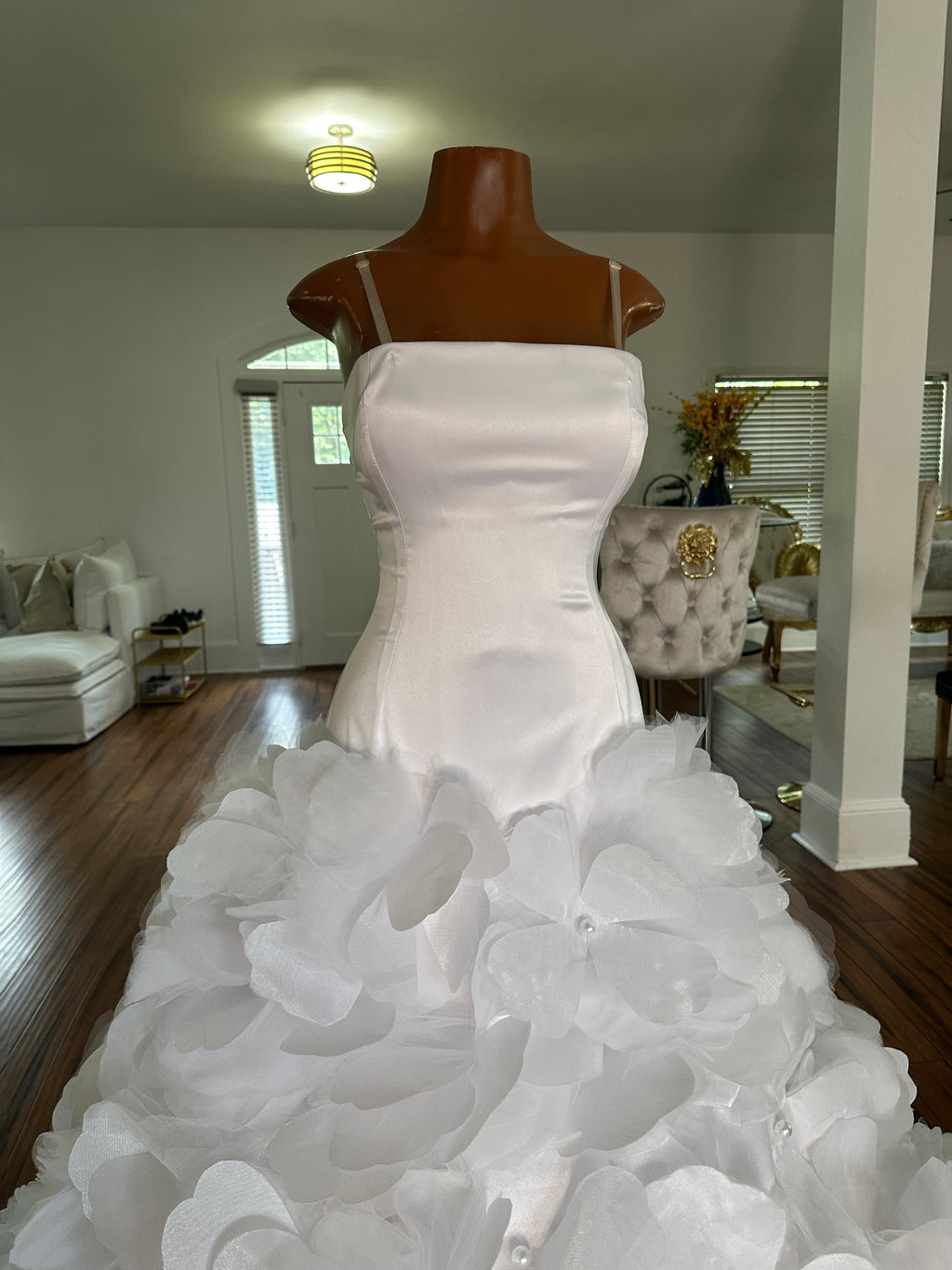 Floral Showers Satin Wedding Gown