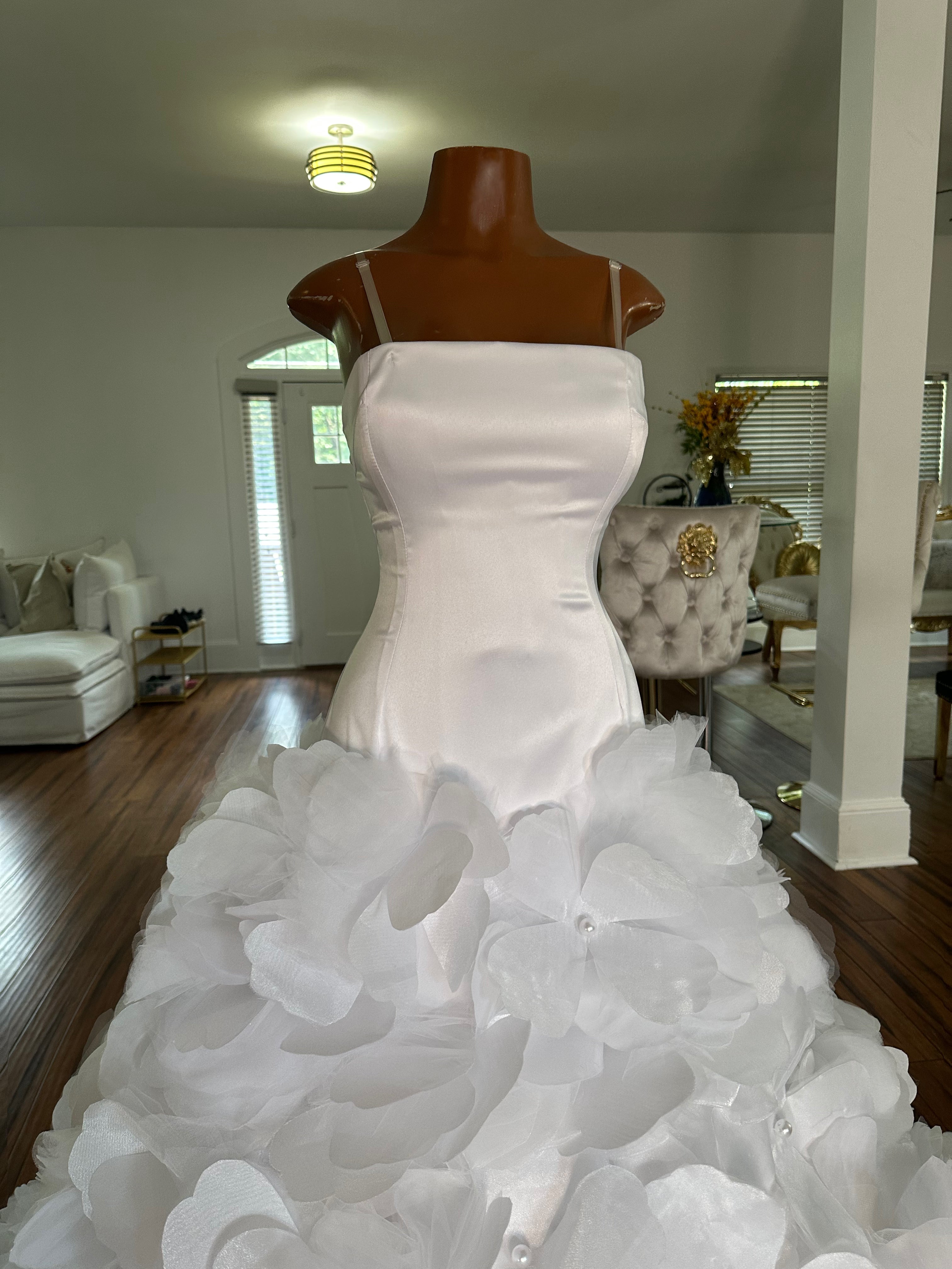 Floral Showers Satin Wedding Gown