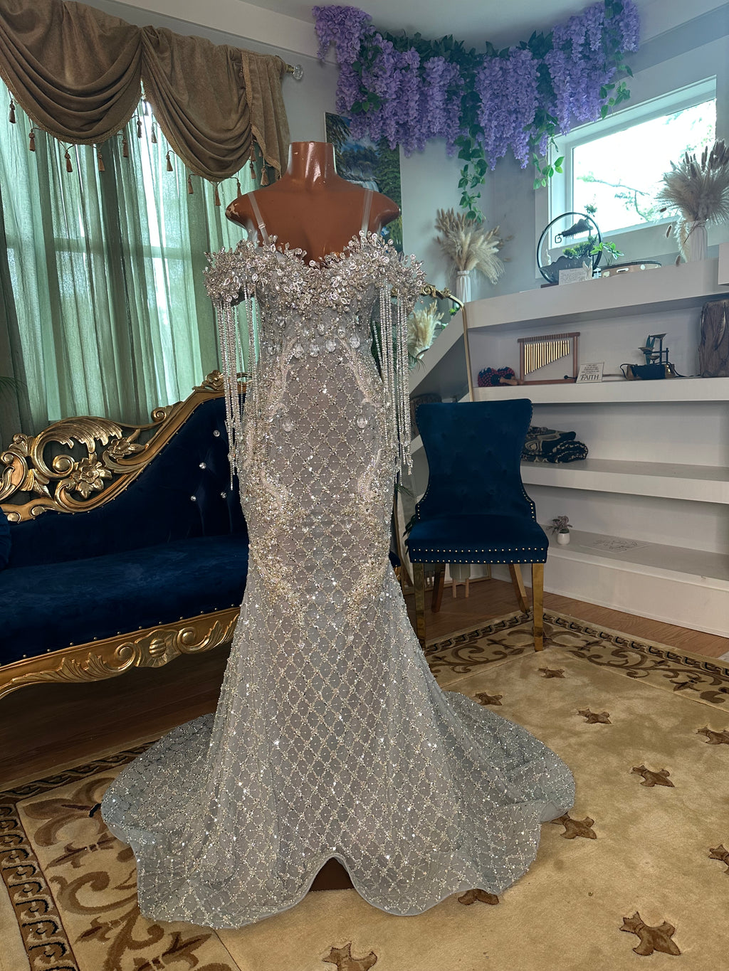 Sparkling Silver Chandelier Gown
