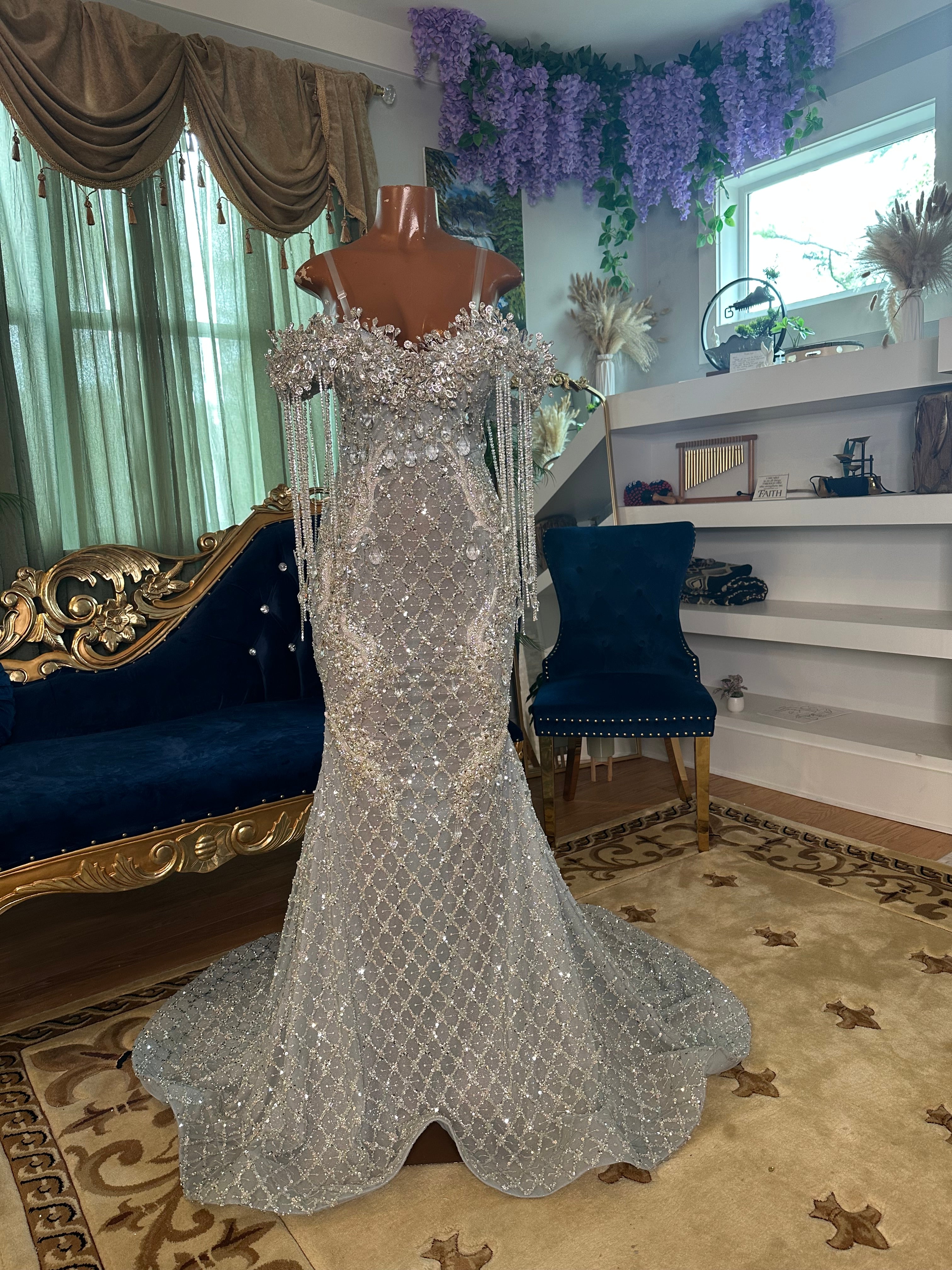 Sparkling Silver Chandelier Gown