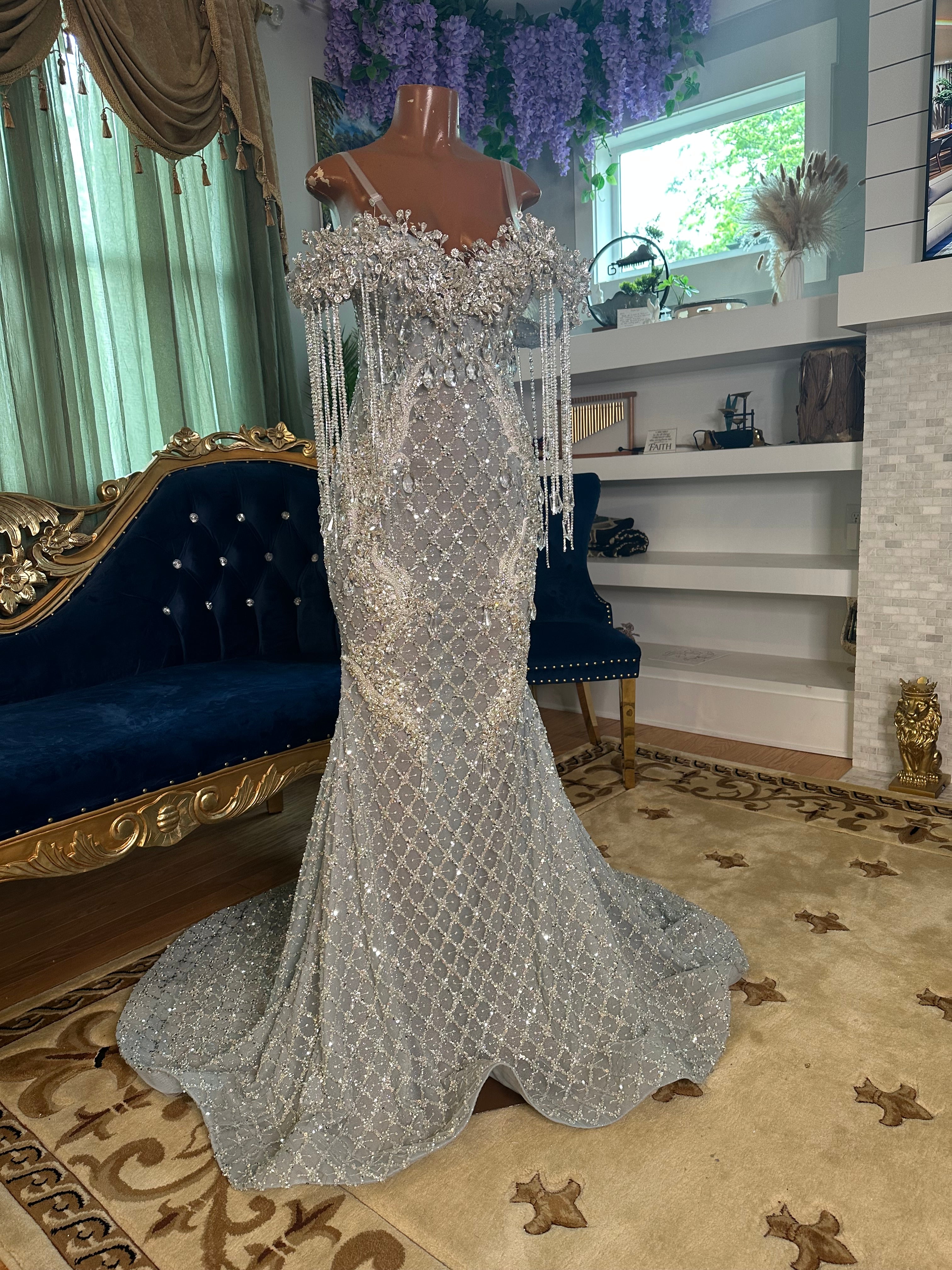 Sparkling Silver Chandelier Gown