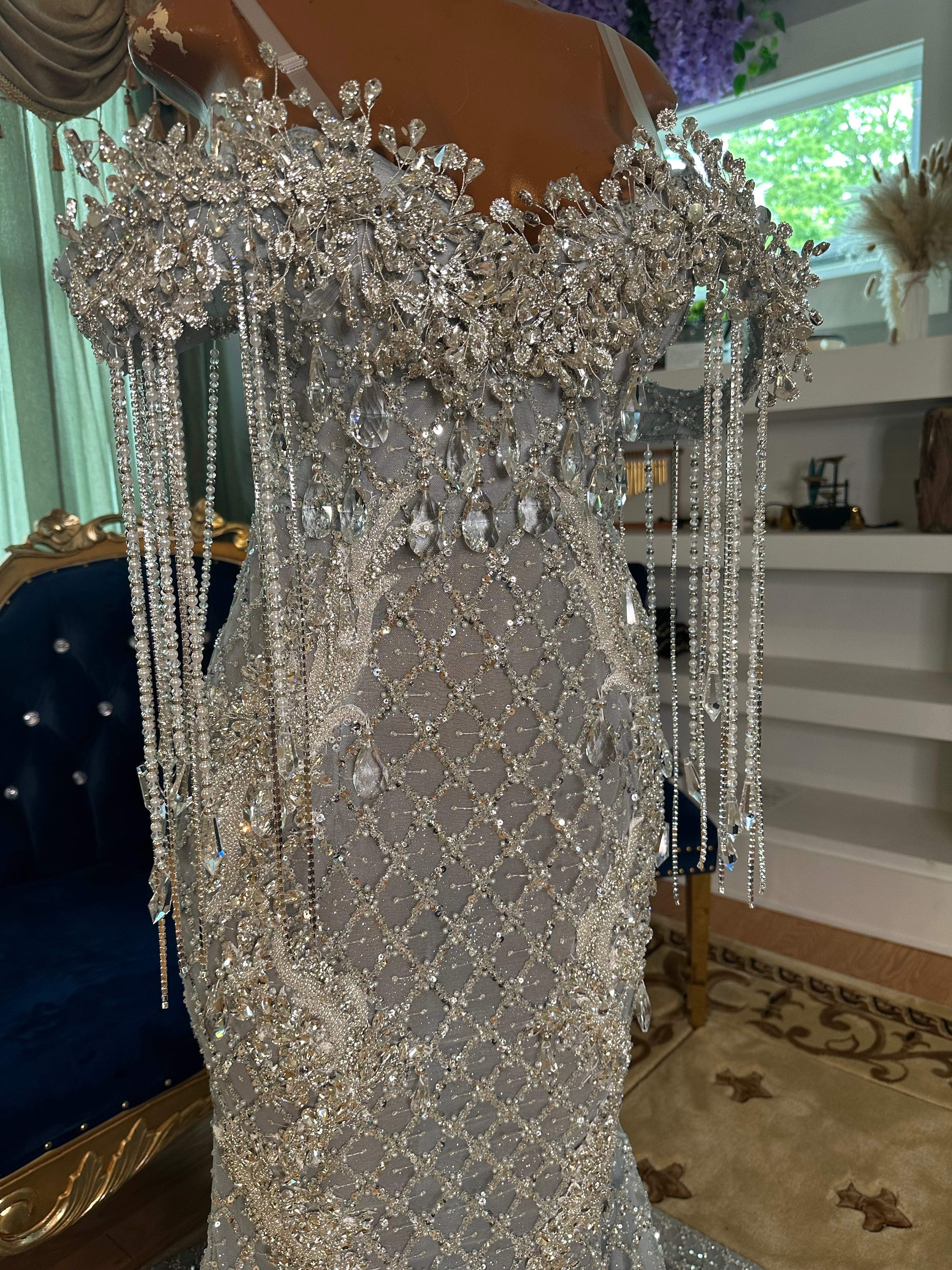 Sparkling Silver Chandelier Gown