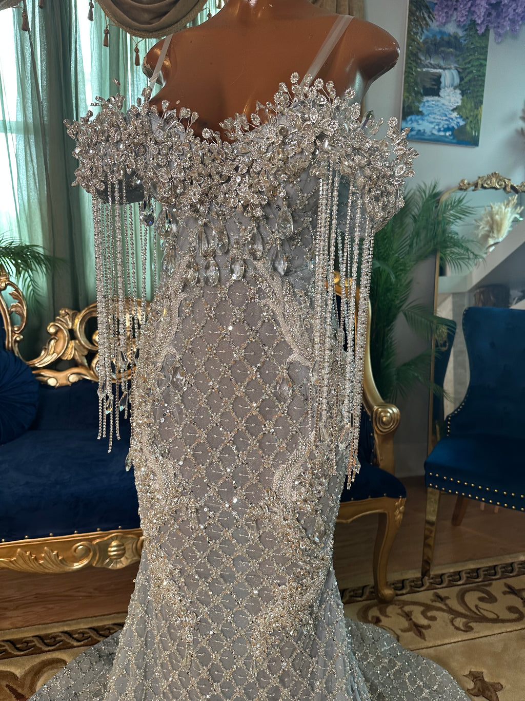 Sparkling Silver Chandelier Gown