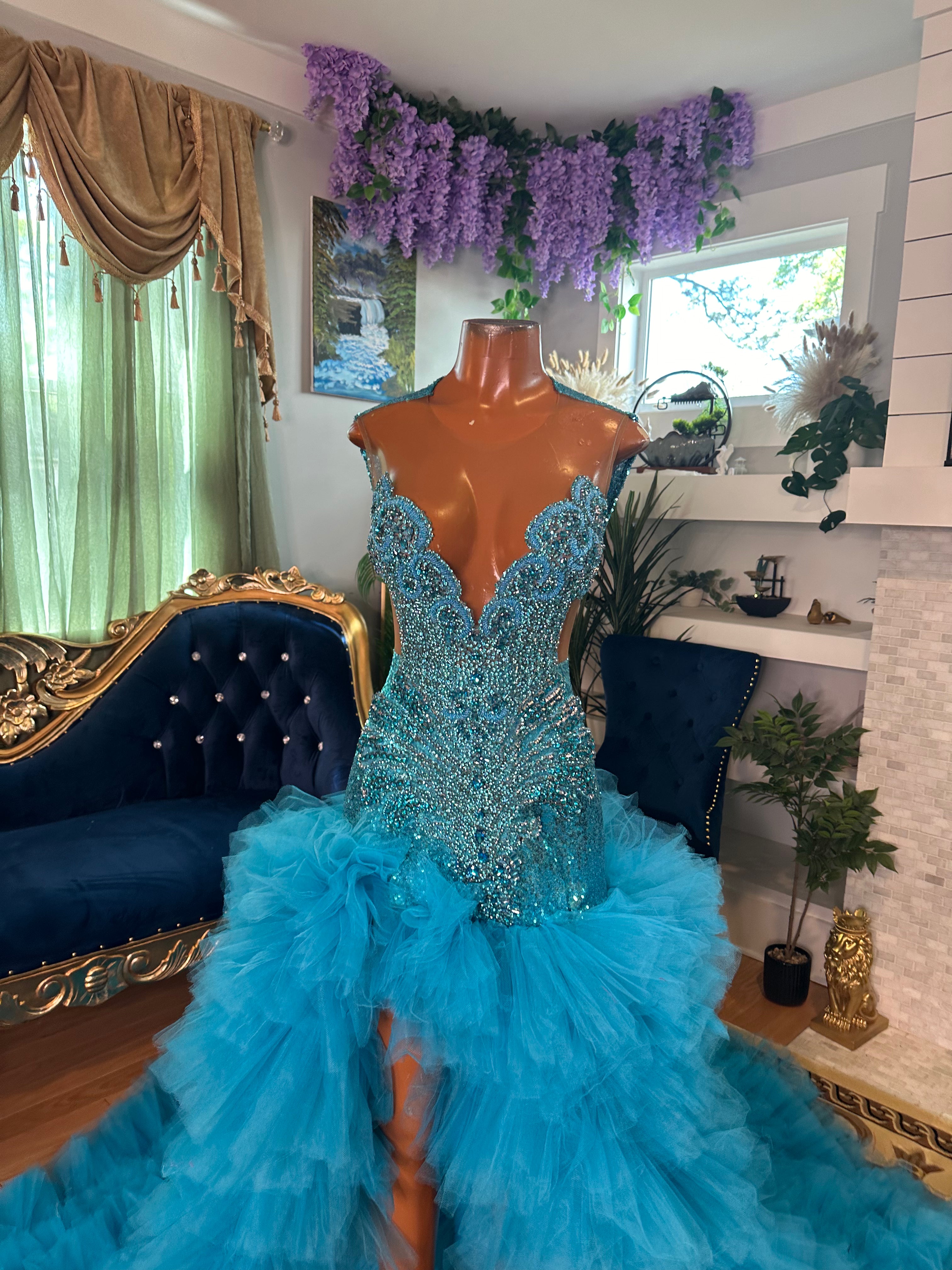 Turquoise Tulle Surprise Gown