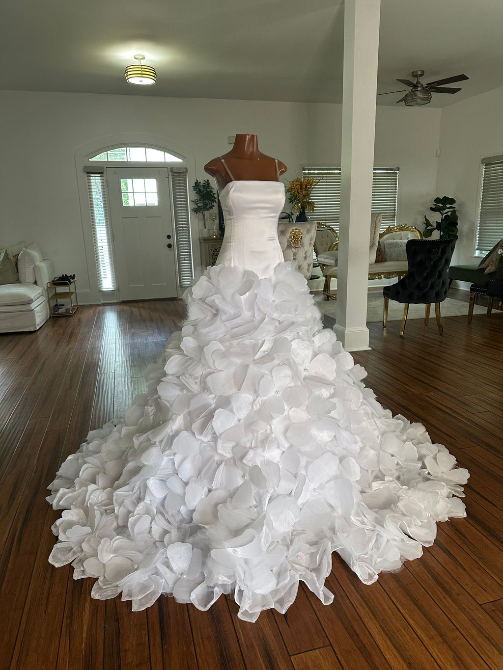 Floral Showers Satin Wedding Gown