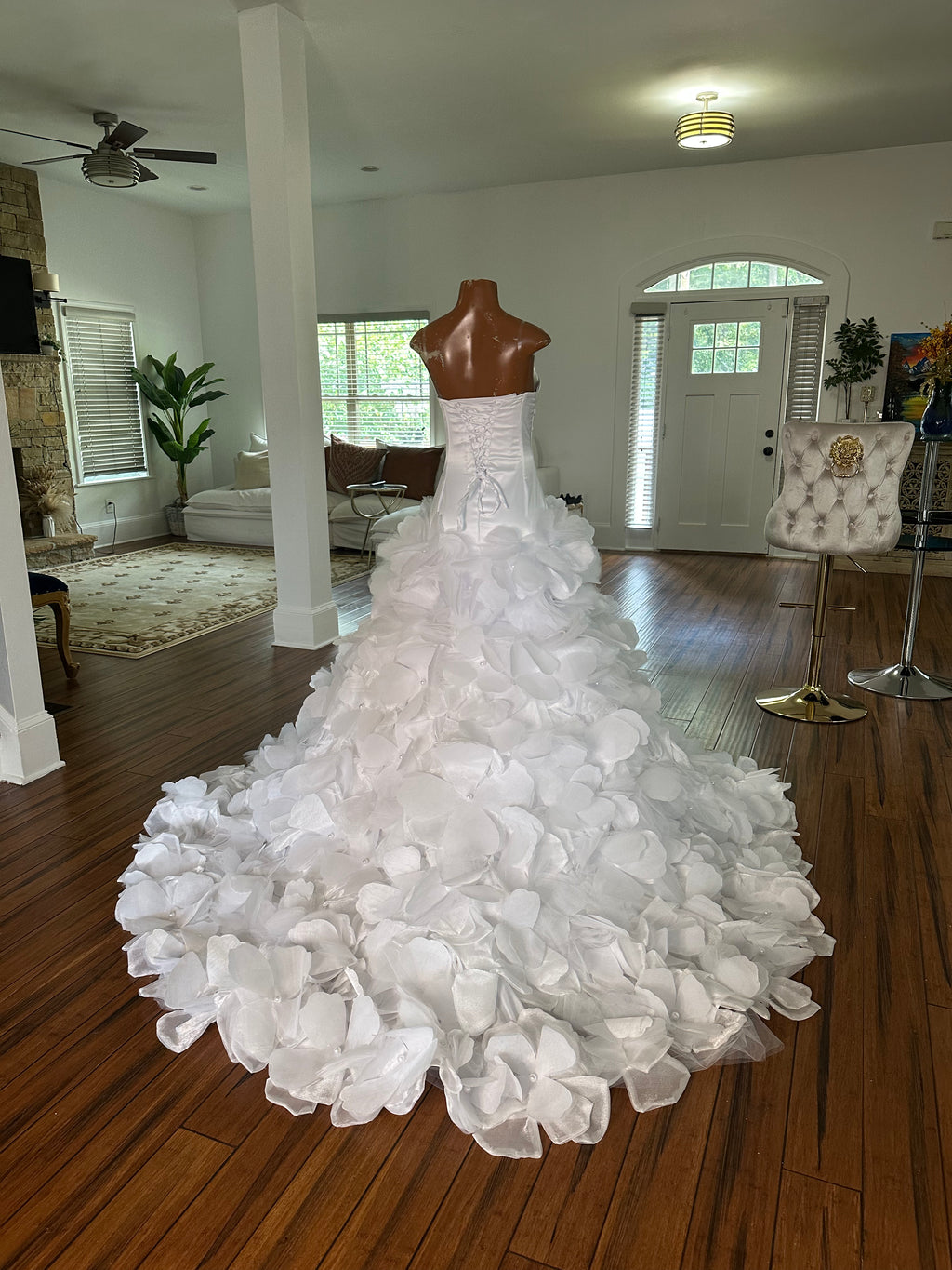 Floral Showers Satin Wedding Gown