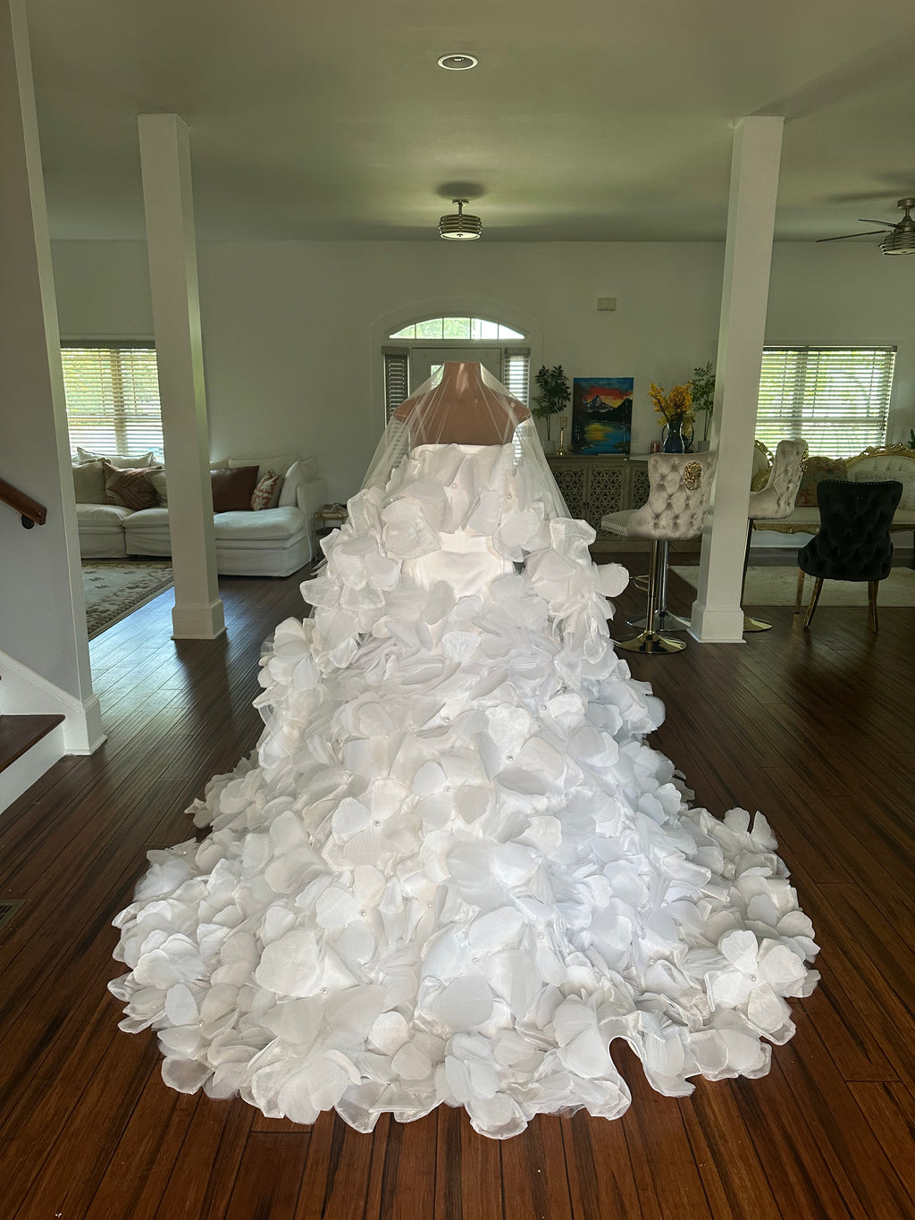 Floral Showers Satin Wedding Gown