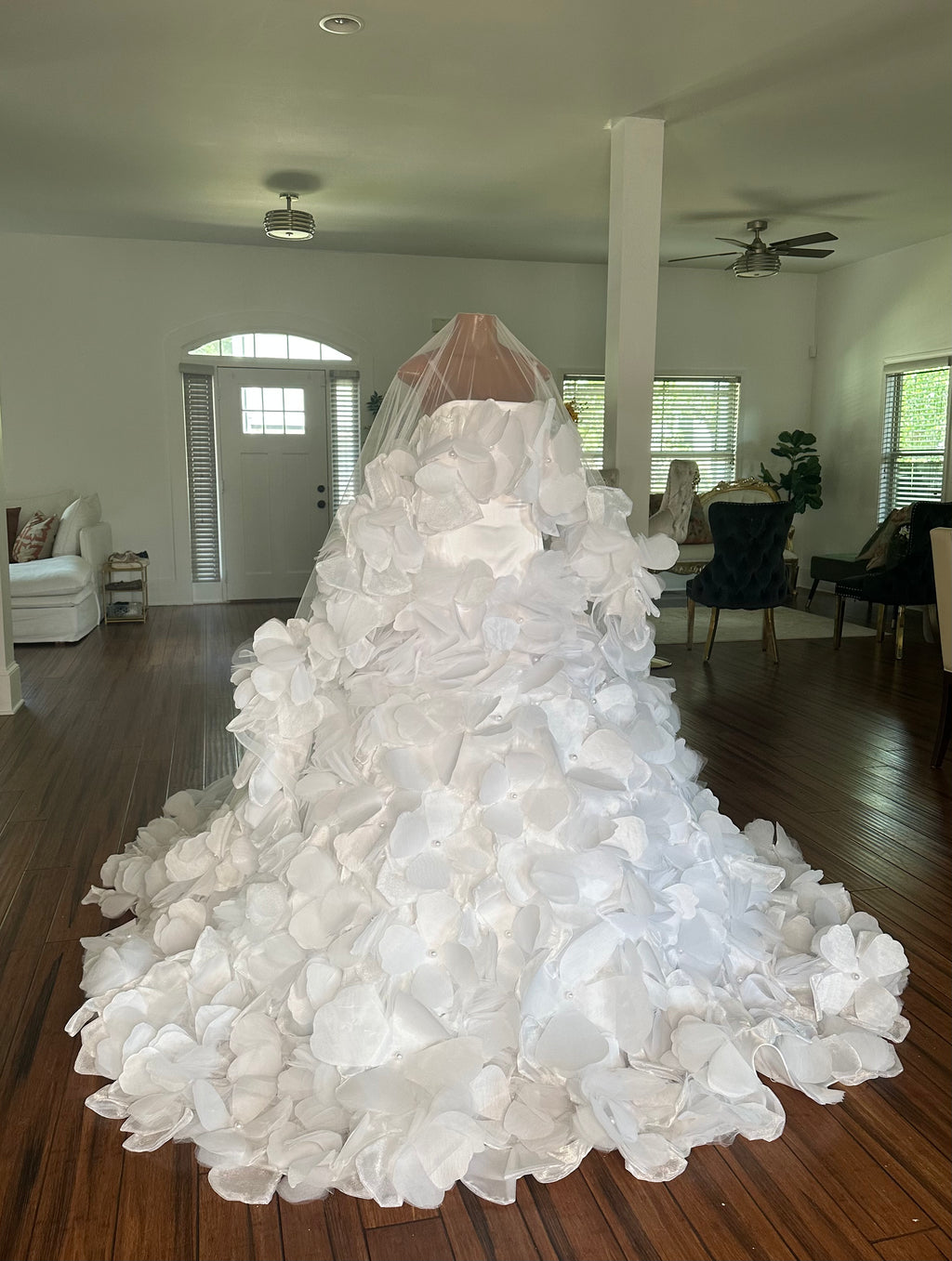 Floral Showers Satin Wedding Gown