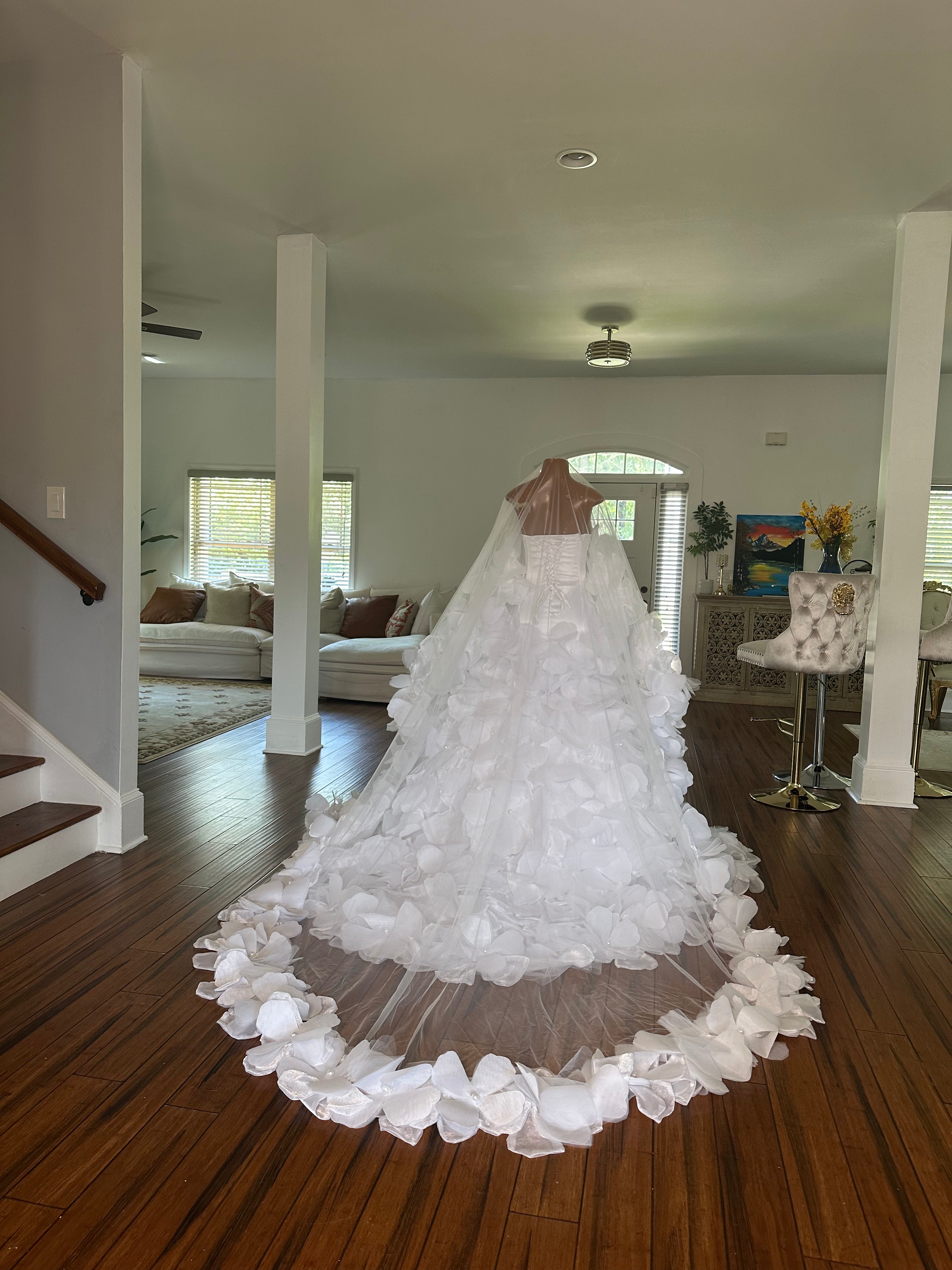 Floral Showers Satin Wedding Gown