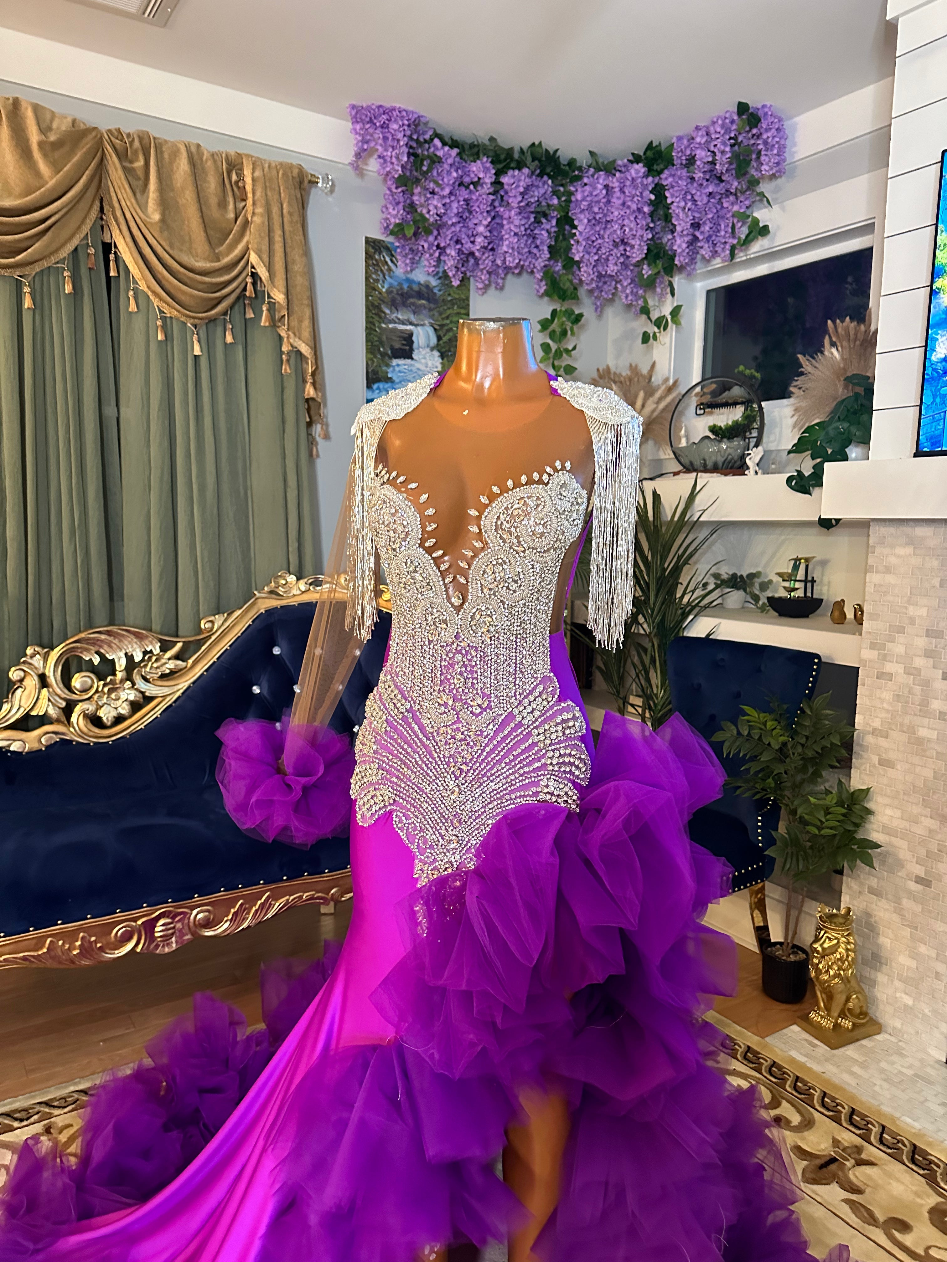 Royal Purple Puff Gown