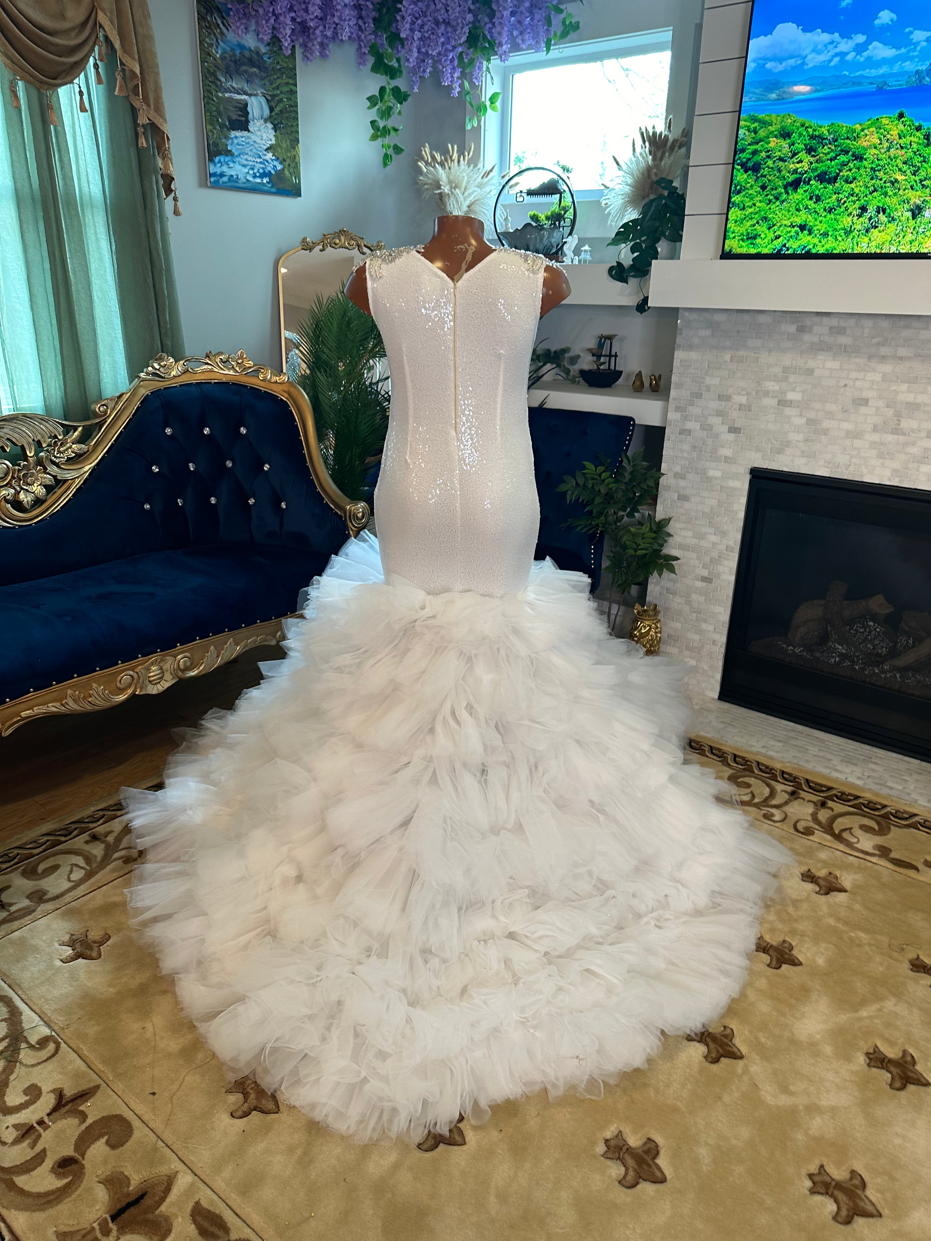 Sparkling White Tulle Gown