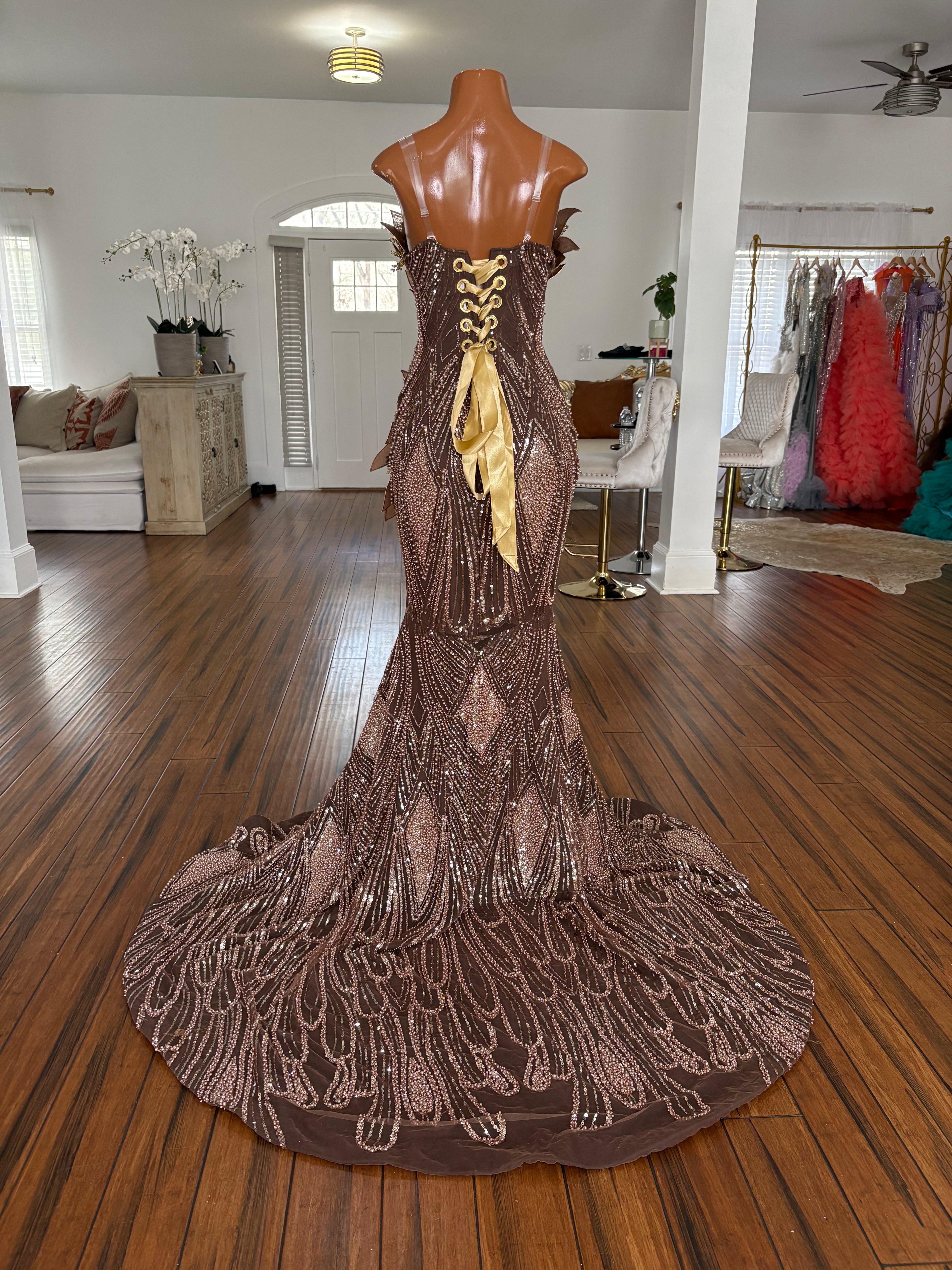 Cocoa Golden Wave Gown