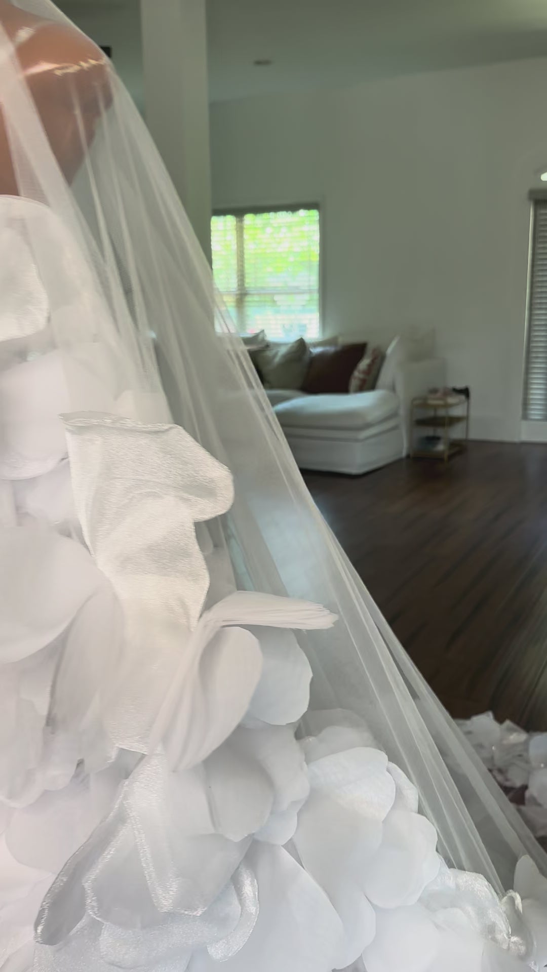 Floral Showers Satin Wedding Gown