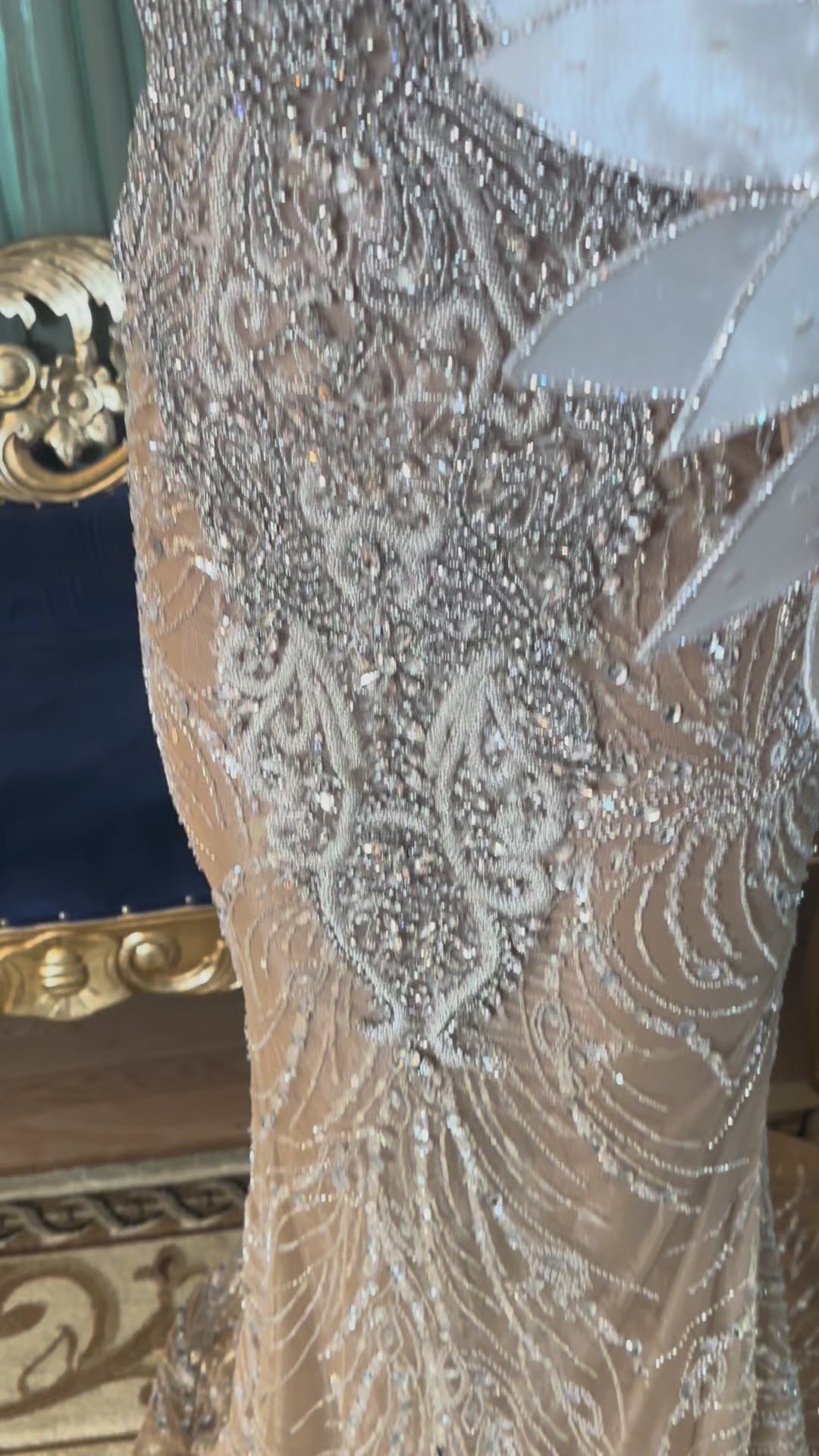 Floral Shield Rhinestone Gown