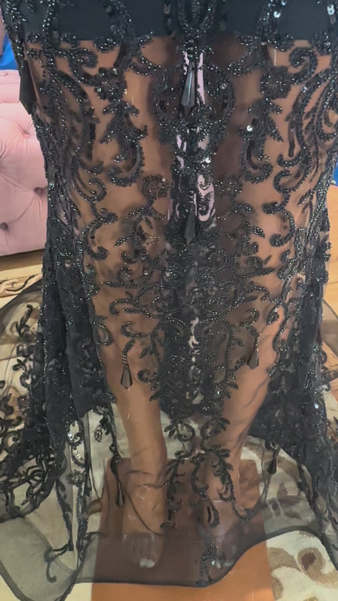 Black Crystal Lace Gown